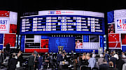 Jun 25, 2025; Brooklyn, NY, USA;  General view after the first round of the 2025 NBA Draft at Barclays Center. Mandatory Credit: Brad Penner-Imagn Images