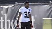 Jul 23, 2025; Houston, TX, USA;  Houston Texans cornerback Jaylin Smith (30) during training camp at Houston Methodist Training Center. Mandatory Credit: Troy Taormina-Imagn Images