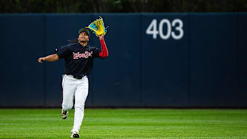 Jhostynxon Garcia catches a ball during his first Triple-A game with the Worcester Red Sox on May 20, 2025 at Polar Park.
