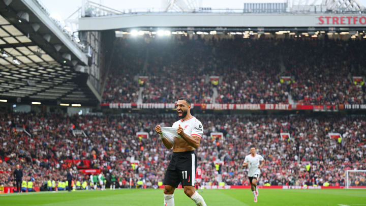 Mo Salah celebrates his goal at Old Trafford 