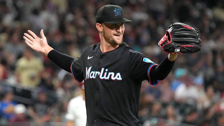 May 24, 2024: Miami Marlins pitcher Braxton Garrett (29) reacts after defeating the Arizona Diamondbacks at Chase Field. Credit: Rick Scuteri-USA TODAY Sports