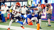 New York Giants wide receiver Alex Bachman (81) leaps into the endzone for a touchdown. The Giants defeat the Bengals, 25-22, in a preseason game at MetLife Stadium on August 21, 2022, in East Rutherford.

Nfl Ny Giants Preseason Game Vs Bengals Bengals At Giants