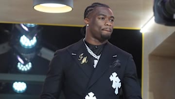 Apr 24, 2025; Green Bay, WI, USA;  Alabama Crimson Tide quarterback Jalen Milroe is introduced before the first round of the 2025 NFL Draft at Lambeau Field. Mandatory Credit: Kirby Lee-Imagn Images