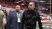 Stephen A. Smith arrives before the CFP National Championship college football game between Notre Dame and Ohio State. 