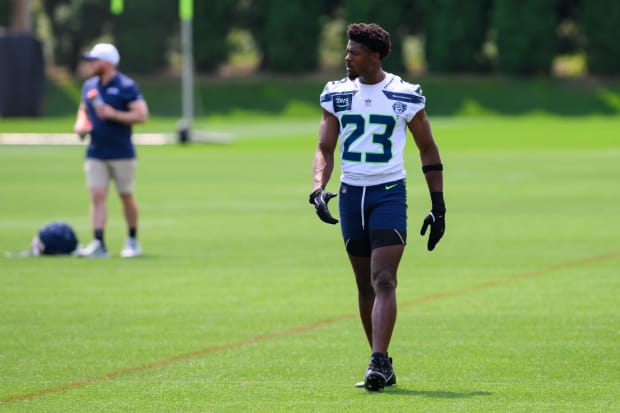 Seattle Seahawks cornerback Artie Burns (23) during training camp at Virginia Mason Athletic Center.