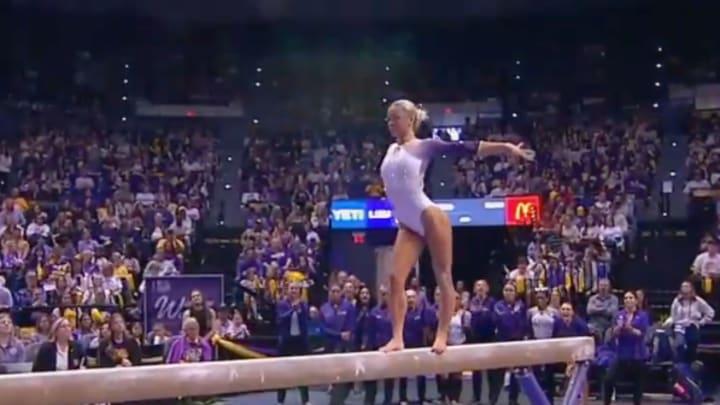 Livvy Dunne and the LSU Tigers kicked off their season with a win over Iowa State on Friday. Livvy Dunne and the LSU Tigers kicked off their season with a win over Iowa State on Friday.