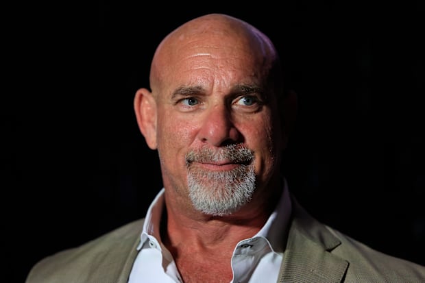 Former Georgia defensive tackle, Bill Goldberg, and WWE wrestling hall of famer, looks on during the Florida-Georgia Hall of 