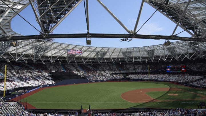 Jun 25, 2023; London, GBR, ENG; A general view of London Stadium before game two of the London series between the Chicago Cubs and the St. Louis Cardinals. Mandatory Credit: Peter van den Berg-USA TODAY Sports