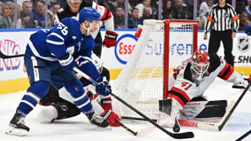 Nov 17, 2022; Toronto, Ontario, CAN; Toronto Maple Leafs forward Michael Bunting (58) has a shot