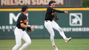 Tennessee infielder Dean Curley (1) throws the ball to first base during a NCAA baseball game between the Tennessee Volunteers and Vanderbilt Commodores at Lindsey Nelson Stadium on May 11, 2025.