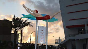 The iconic Jantzen Girl sculpture, a beachside landmark for many generations, has returned to Daytona Beach