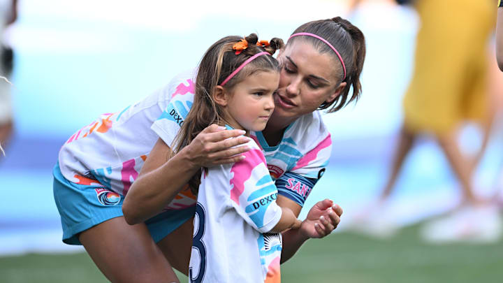 Alex Morgan and her daughter Charlie on the day Morgan played her final pro soccer match in September 2024 Alex Morgan and her daughter Charlie on the day Morgan played her final pro soccer match in September 2024