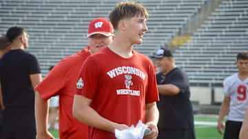 2027 in-state offensive lineman Ethan McIntosh (Verona) after Wisconsin's summer camp on June 17.