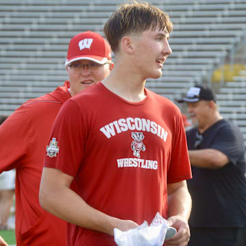 2027 in-state offensive lineman Ethan McIntosh (Verona) after Wisconsin's summer camp on June 17.