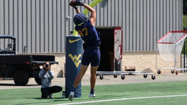 West Virginia University tight end Kole Taylor.