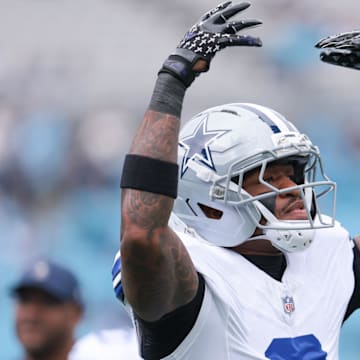 Dallas Cowboys safety Juanyeh Thomas reacts during the game against the Carolina Panthers at Bank of America Stadium.