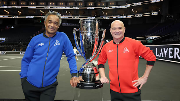 Yannick Noah will serve as the Team Europe captain, and Andre Agassi will serve as the Team World captain.