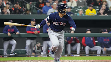 Sep 28, 2023; Baltimore, Maryland, USA; Boston Red Sox left fielder Masataka Yoshida (7) runs out a