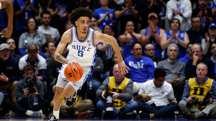 California v Duke; Duke basketball guard Tyrese Proctor dribbels against California