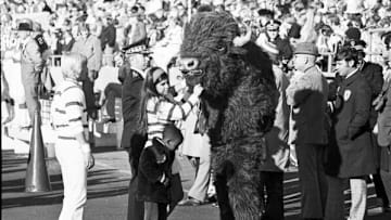 The Indiana bison mascot in one of his last appearances in 1973.