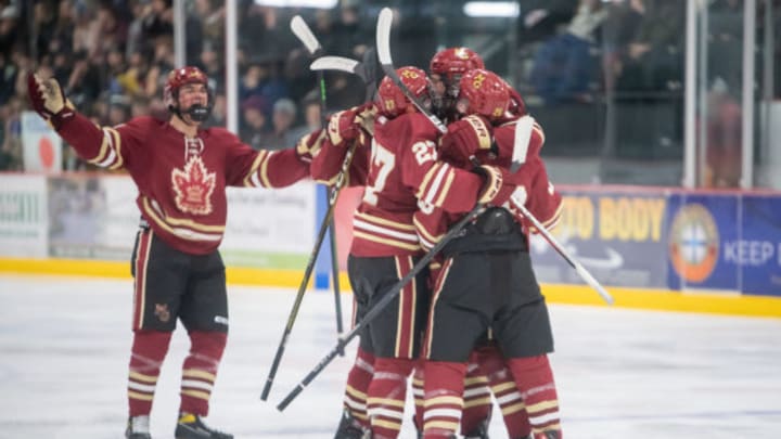 Maple Grove boys hockey celebrates a goal