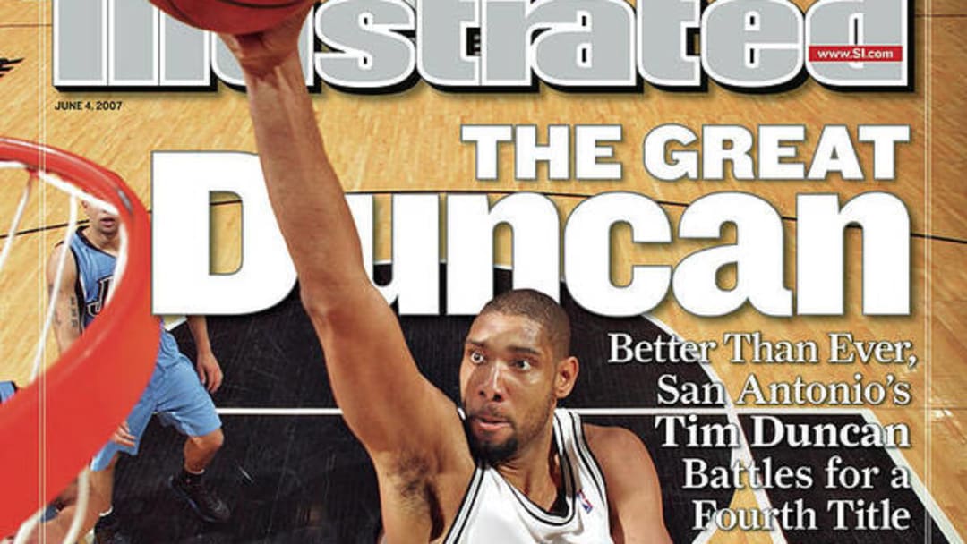 Tim Duncan on the cover of Sports Illustrated published on June 4, 2007. Duncan was the cover athlete 12 times for Sports Illustrated. Tim Duncan on the cover of Sports Illustrated published on June 4, 2007. Duncan was the cover athlete 12 times for Sports Illustrated.
