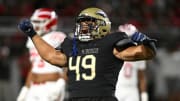 St. John Bosco's Lance Olive-Enos celebrates during 2023 game with Mater Dei.