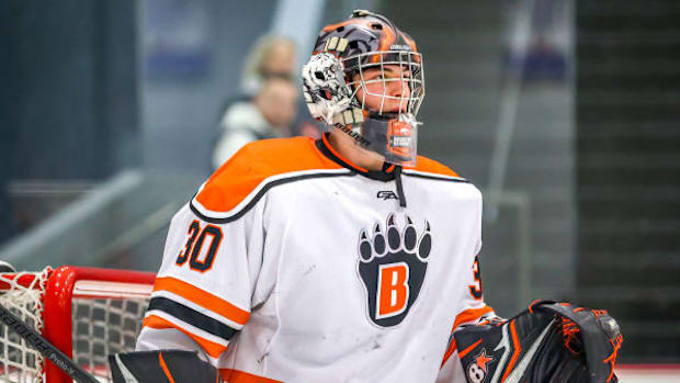 Leo Gabriel was the top goaltender in the 2025 Minnesota high school boys hockey season.