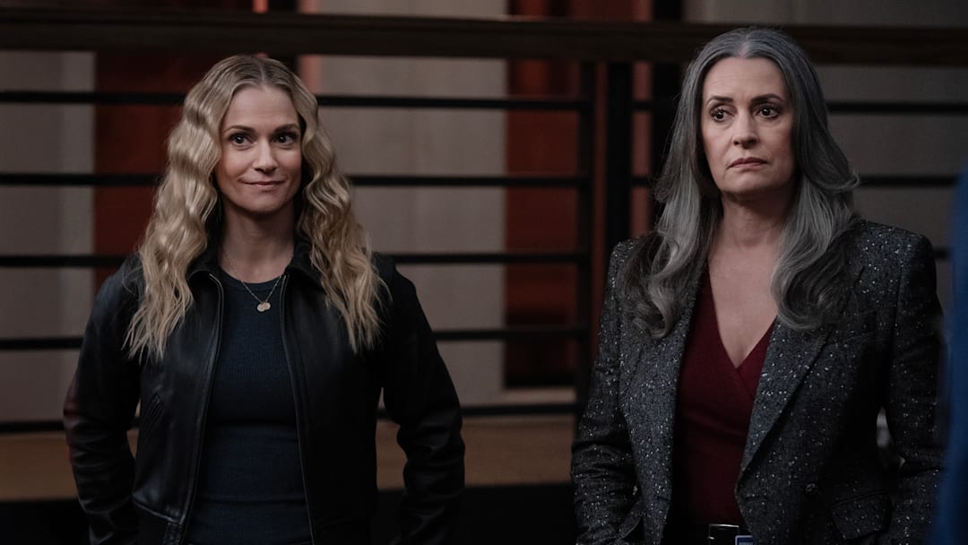 L-R: A.J. Cook as Jennifer ‘JJ’ Jareau and Paget Brewster as Emily Prentiss in Criminal Minds: Evolution, episode 10, season 18 streaming on Paramount+, 2025. Photo Credit: Michael Yarish/Paramount+