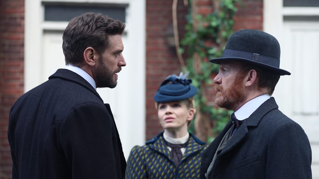 MASTERPIECE
Miss Scarlet, Season 6
Streaming Dec. 7, 2025 on the PBS app
Premiering Jan. 11, 2026 on PBS
Episode Four: Bad Blood
Charlie Phelps, the new Detective Inspector at the City of London Police, hires Eliza for a case involving his uncle, Dylan Cooper. But it turns out that Scotland Yard is also after Cooper who has committed crimes in both jurisdictions, leaving Eliza in the middle.
Shown L-R: Alexander Blake (Tom Durant-Pritchard), Eliza Scarlet (Kate Phillips), Charlie Phelps MASTERPIECE
Miss Scarlet, Season 6
Streaming Dec. 7, 2025 on the PBS app
Premiering Jan. 11, 2026 on PBS
Episode Four: Bad Blood
Charlie Phelps, the new Detective Inspector at the City of London Police, hires Eliza for a case involving his uncle, Dylan Cooper. But it turns out that Scotland Yard is also after Cooper who has committed crimes in both jurisdictions, leaving Eliza in the middle.
Shown L-R: Alexander Blake (Tom Durant-Pritchard), Eliza Scarlet (Kate Phillips), Charlie Phelps