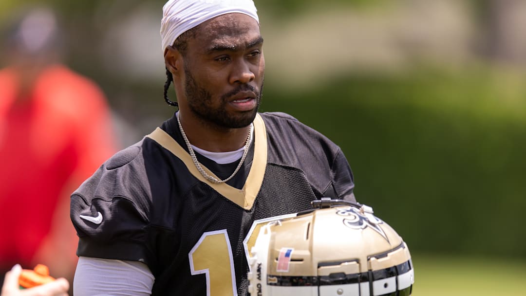 New Orleans Saints wide receiver Brandin Cooks (10) looks on during minicamp