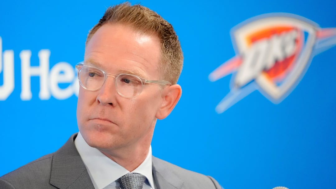 Thunder general manager Sam Presti speaks in Oklahoma City. Thunder general manager Sam Presti speaks in Oklahoma City.