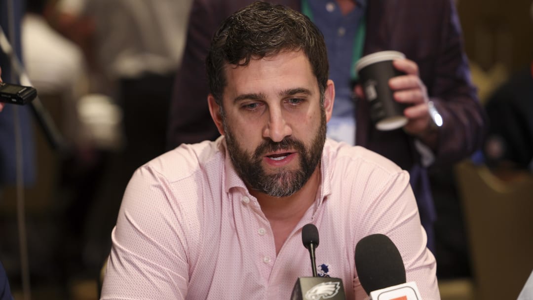 Mar 26, 2024; Orlando, FL, USA;   Philadelphia Eagles head coach Nick Sirianni speaks to media during the NFL annual league meetings at the JW Marriott. Mandatory Credit: Nathan Ray Seebeck-USA TODAY Sports