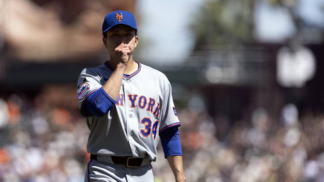 Apr 5, 2026; San Francisco, California, USA; New York Mets starting pitcher Kodai Senga (34) walks off the field after striking out the side against the San Francisco Giants in order during the second inning at Oracle Park. Mandatory Credit: D. Ross Cameron-Imagn Images