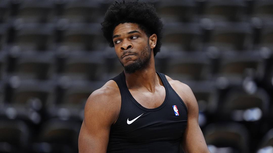 Mar 22, 2026; Denver, Colorado, USA; Portland Trail Blazers guard Scoot Henderson (00) before the game against the Denver Nuggets at Ball Arena. Mandatory Credit: Ron Chenoy-Imagn Images