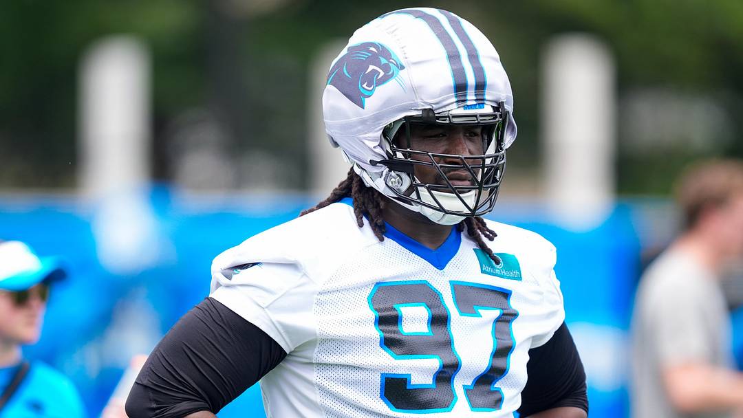 Carolina Panthers defensive tackle Bobby Brown III (97) during the first day of mini camp 