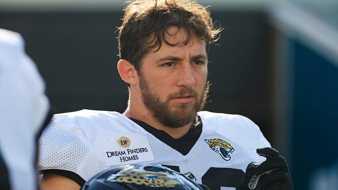 Jacksonville Jaguars linebacker Chad Muma (48) walks on the field during an NFL scrimmage event at EverBank Stadium, Friday, Aug. 1, 2025, in Jacksonville, Fla. [Corey Perrine/Florida Times-Union]