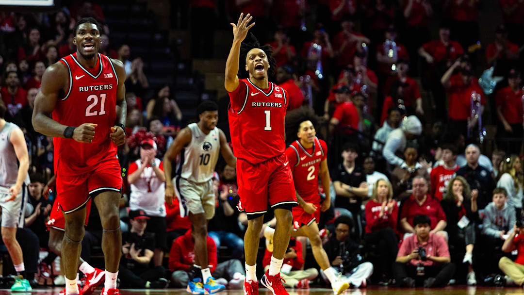 Penn State basketball plays its regular-season finale against Rutgers inside Jersey Mike's Arena in Piscataway, New Jersey on March 8, 2026.