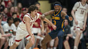 Mar 7, 2024; Stanford, California, USA; Stanford Cardinal guard Benny Gealer (15) dribbles the basketball against during the second half at Maples Pavillion. Mandatory Credit: Neville E. Guard-Imagn Images