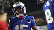 Nov 2, 2025; Landover, Maryland, USA; Seattle Seahawks wide receiver Tory Horton (15) between plays- against the Washington Commanders during the first quarter at Northwest Stadium.