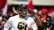 Oct 19, 2024; Tucson, Arizona, USA; Colorado Buffalos head coach Deion Sanders against the Arizona Wildcats at Arizona Stadium. Mandatory Credit: Mark J. Rebilas-Imagn Images