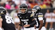 Oct 11, 2025; Boulder, Colorado, USA; Colorado Buffaloes quarterback Kaidon Salter (3) calls out in the first quarter against the Iowa State Cyclones at Folsom Field. Mandatory Credit: Ron Chenoy-Imagn Images