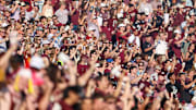 Mississippi State Bulldogs fans cheer before the game against the Alcorn State Braves at Davis Wade Stadium at Scott Field.