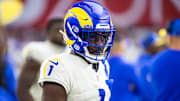 Nov 26, 2023; Glendale, Arizona, USA; Los Angeles Rams cornerback Derion Kendrick (1) against the Arizona Cardinals at State Farm Stadium. Mandatory Credit: Mark J. Rebilas-Imagn Images