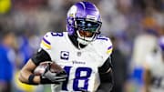 Minnesota Vikings wide receiver Justin Jefferson (18) against the Los Angeles Rams during an NFC wild card game at State Farm Stadium. 