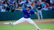 Oklahoma City's Clayton Kershaw throws a pitch during a minor league baseball game between the Oklahoma City Baseball Club and the El Paso Chihuahuas in Oklahoma City, Saturday, July, 13, 2024.