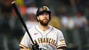 Jul 5, 2022; Phoenix, Arizona, USA; San Francisco Giants infielder Darin Ruf against the Arizona Diamondbacks at Chase Field