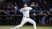 Sep 17, 2025; Tampa, Florida, USA; Tampa Bay Rays pitcher Pete Fairbanks (29) throws a pitch against the Toronto Blue Jays in the ninth inning at George M. Steinbrenner Field. Mandatory Credit: Nathan Ray Seebeck-Imagn Images