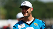 Jacksonville Jaguars punter Logan Cooke (9) walks off the field after an NFL training camp session at the Miller Electric Center, Friday, July 25, 2025, in Jacksonville, Fla. [Corey Perrine/Florida Times-Union]