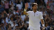 Jul 4, 2025; Wimbledon, United Kingdom; Cameron Norrie (GBR) waves to the crowd after his match against Mattia Bellucci (ITA)(not pictured) on day five of The Championships Wimbledon 2025 at All England Lawn Tennis and Croquet Club. Mandatory Credit: Geoff Burke-Imagn Images